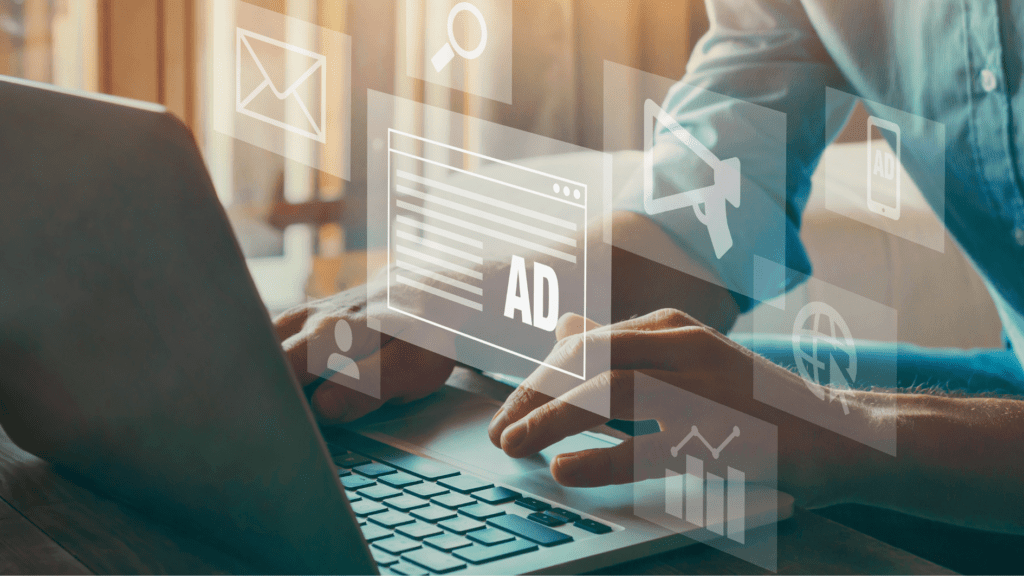 Social Media Advertising, Man using Laptop